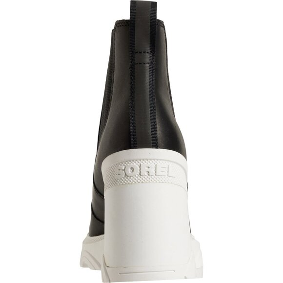 NEW SOREL Leather Brex Heel Chelsea Booties in Black white for women 825 7S3 - Picture 5 of 8